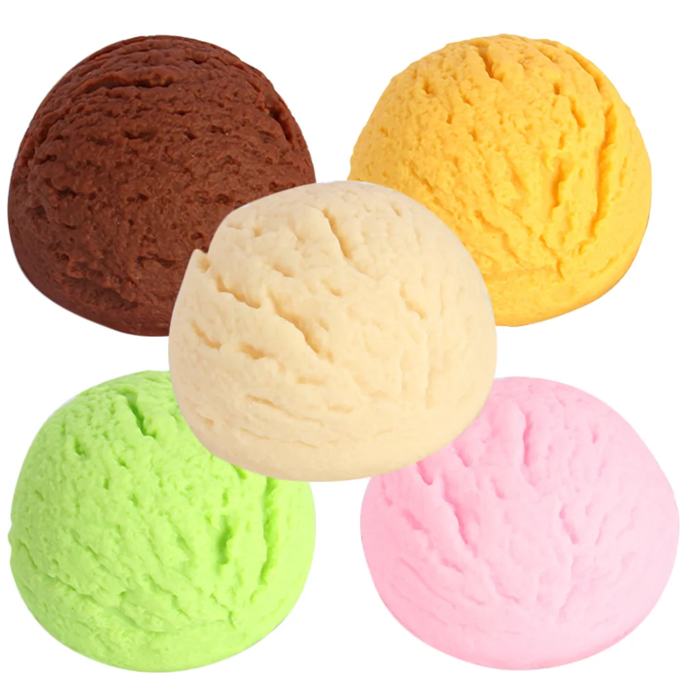 Boule de crème glacée à Dessert simulée, 5 pièces, modèle fausse cuillère, ornement artificiel réaliste, accessoires de photographie, boutique