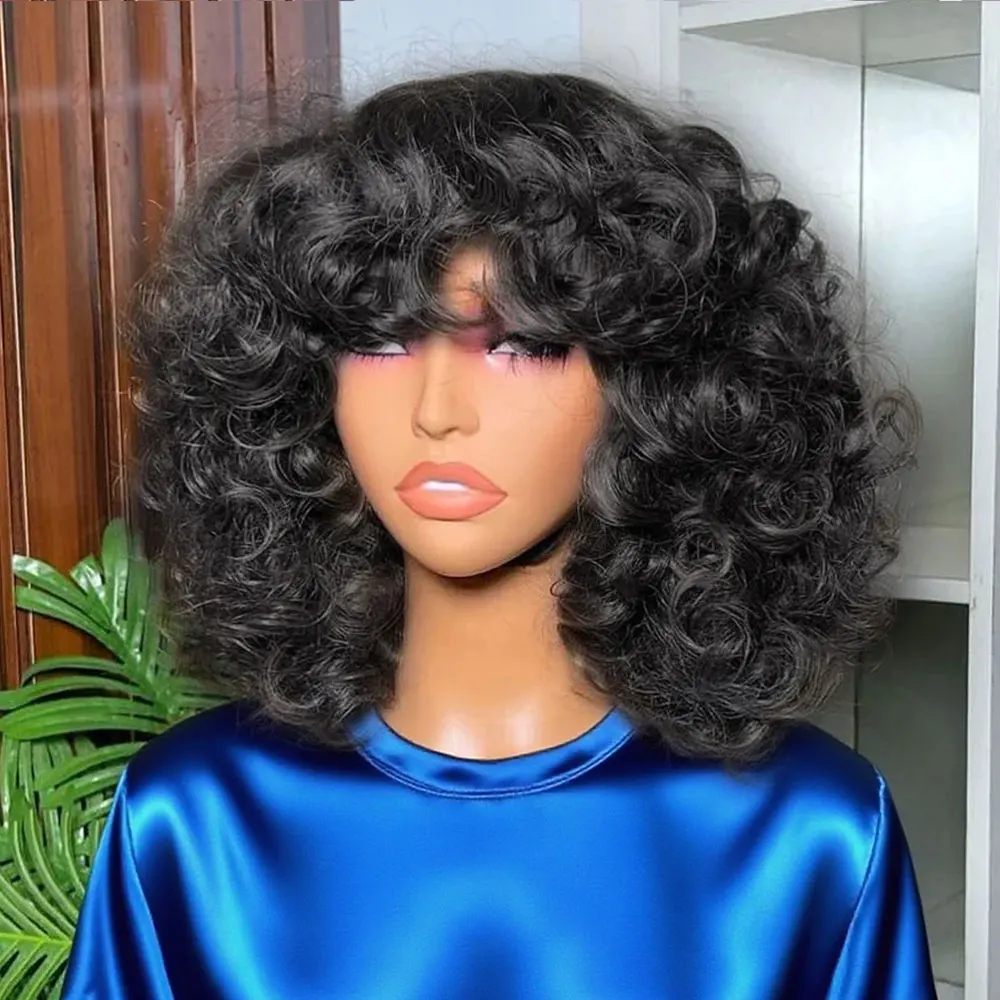 300% عالية الكثافة البيض الضفيرة عابث قطع شعر مستعار شعر الإنسان مع الانفجارات موجة المياه قصيرة بوب الباروكات للنساء قبل قطعها التسليم المحلي