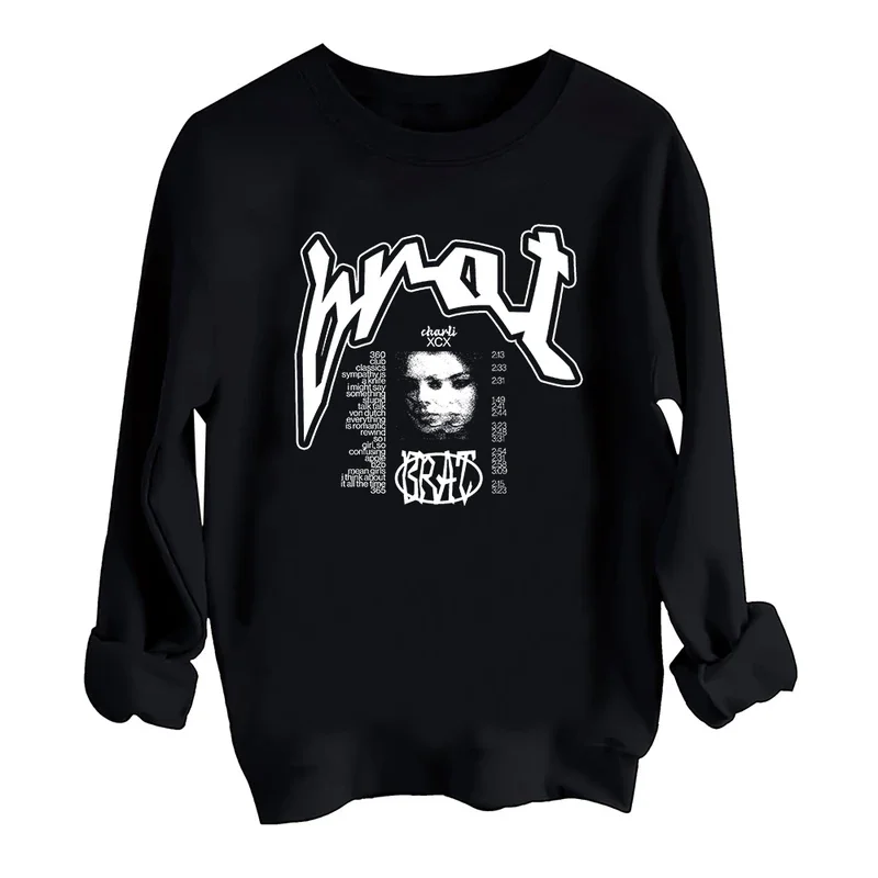 

Charli XCX brat sweatshirt Harajuku round neck long sleeve oversize hoodie fans gift