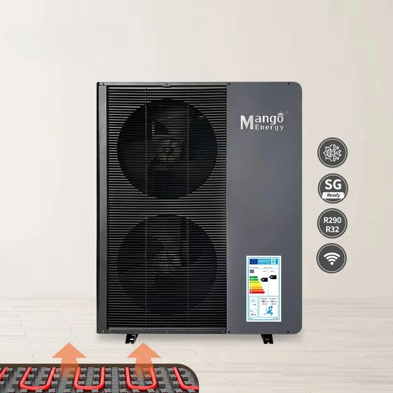 R32 Smart Wifi Control Mango Energy Air to Water Heat Pump 9-48kW EVI  Heat Pump with Solar and SG