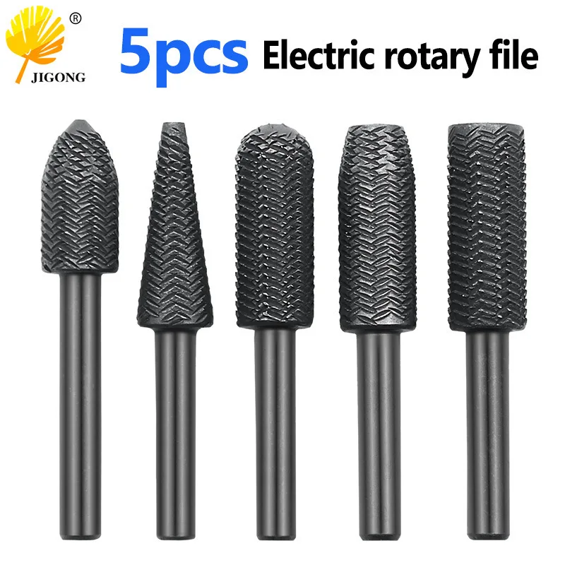 5-Piece Set Rotary Steel Irregular Embossed Steel Electric Heads Files Soft Metal Grinding