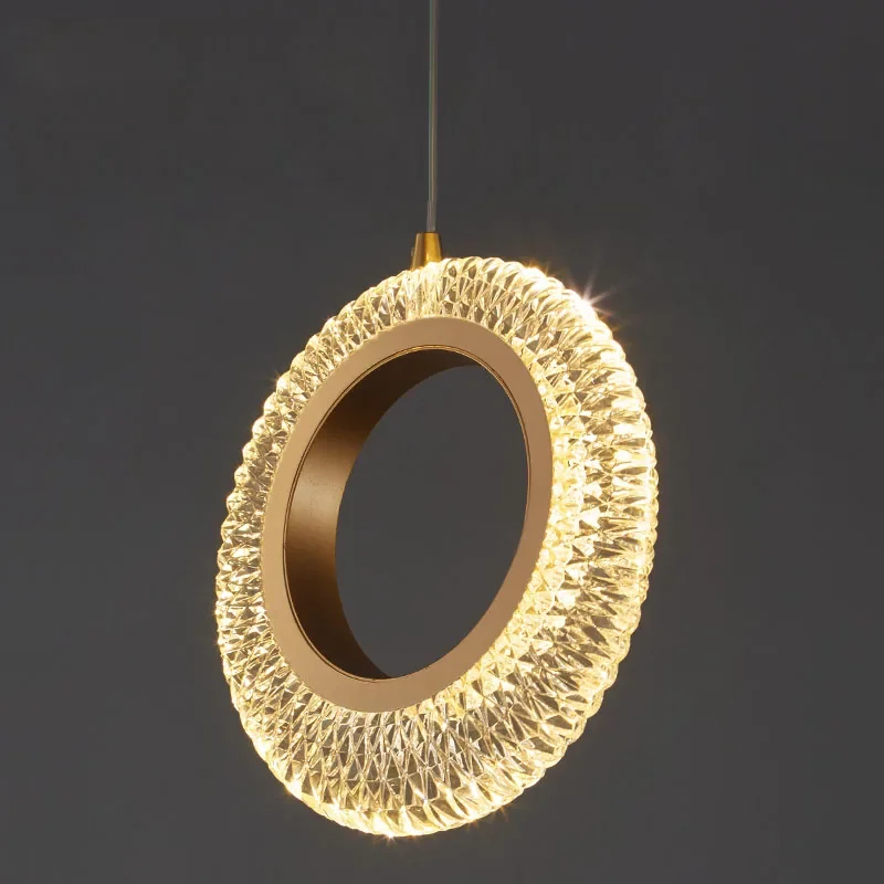 Luxo Crystal Rings Lustre para Escadaria, Moderno, Dourado, Luminárias de Cozinha, Redondo, Interior, Simples Lâmpada Pendurada, Novo