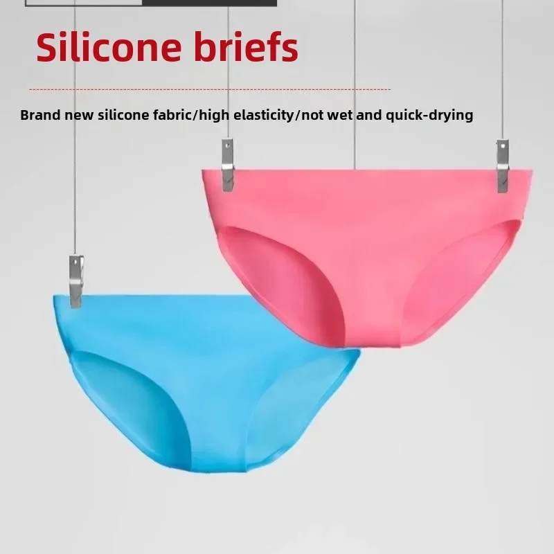 ซิลิโคนชุดชั้นในกางเกงว่ายน้ํากันน้ําดําน้ํา Hot Spring ผู้หญิงประจําเดือนว่ายน้ํายางกางเกงกางเกงสีสัน Soft Party