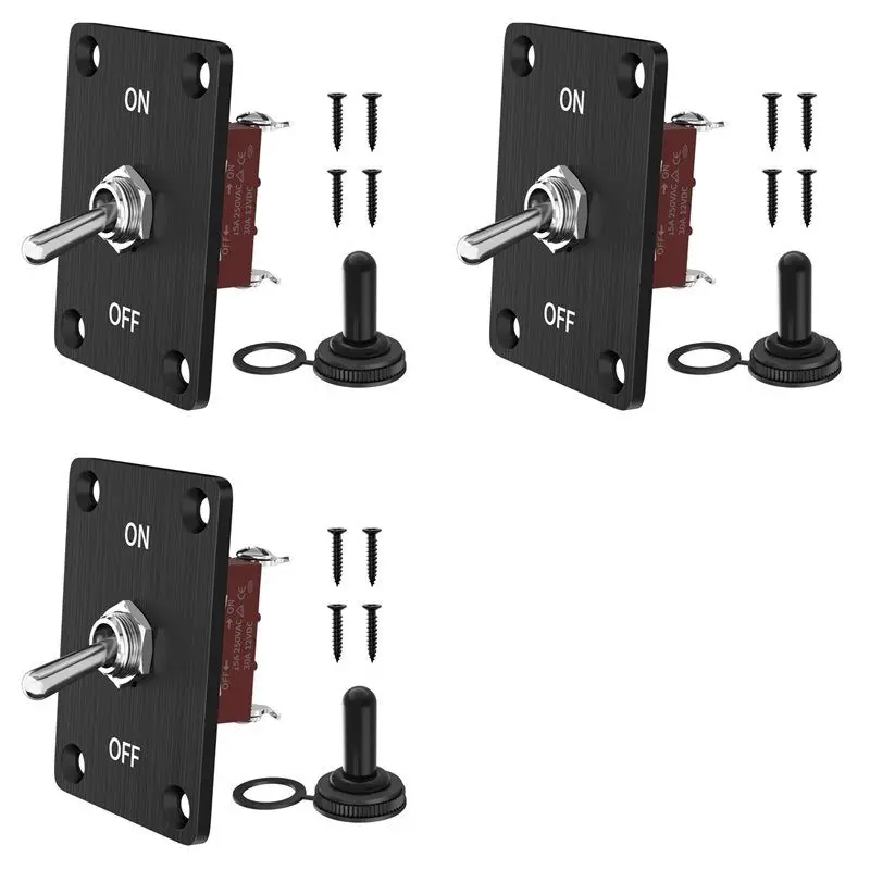 

【PRICE-DROP!】3X Heavy Duty Toggle Switch 12V DC30A Waterproof Toggle Switch 2 Pin On/Off SPST With Mounting Panel For Auto Car B