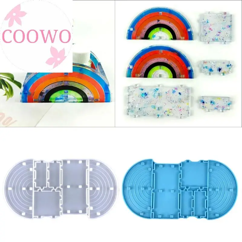 Cactus Rainbow Makeup Jewelry Display Tray Molds Pen Holder Resin Mold Silicone Storage Box Molds for Resin Casting Crafts