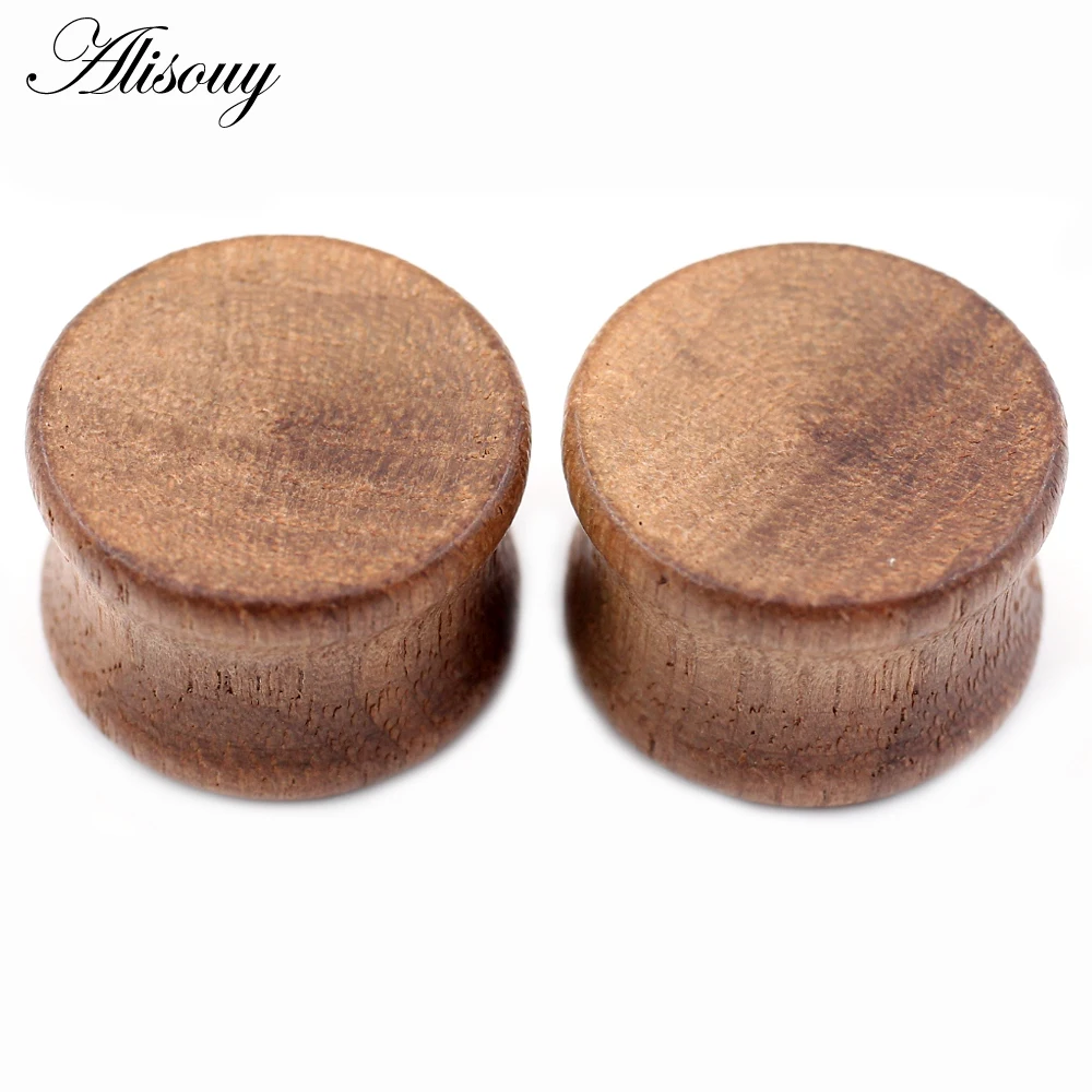 Alisouy 2PC Wood Ear Double Flared Plugs Ear Tunnel Plug Flesh Expander Gauge Stretchers Earrings Body Piercing Jewelry 8-30mm