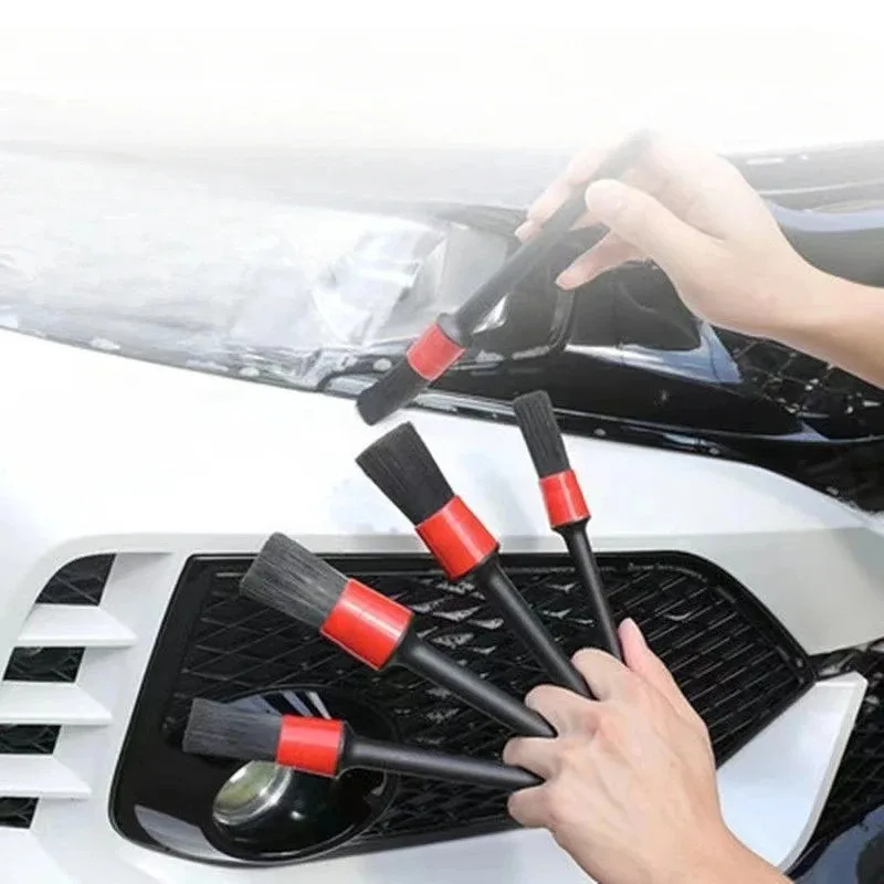 5Pcs Car Cleaning Brush Kit Interior Dust Brushes Wheel Clean Tools Auto Detailing Accessories Set