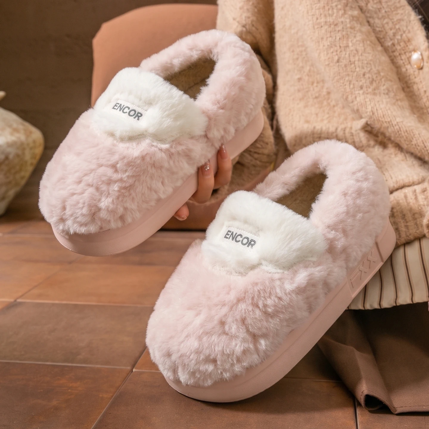 Winter Super Warme Hausschuhe für Damen und Herren, dicke Sohle, Plüsch, weich, bequem, für drinnen, Baumwolle, flauschig, Paar-Schuhe, Freizeit – Detail 18