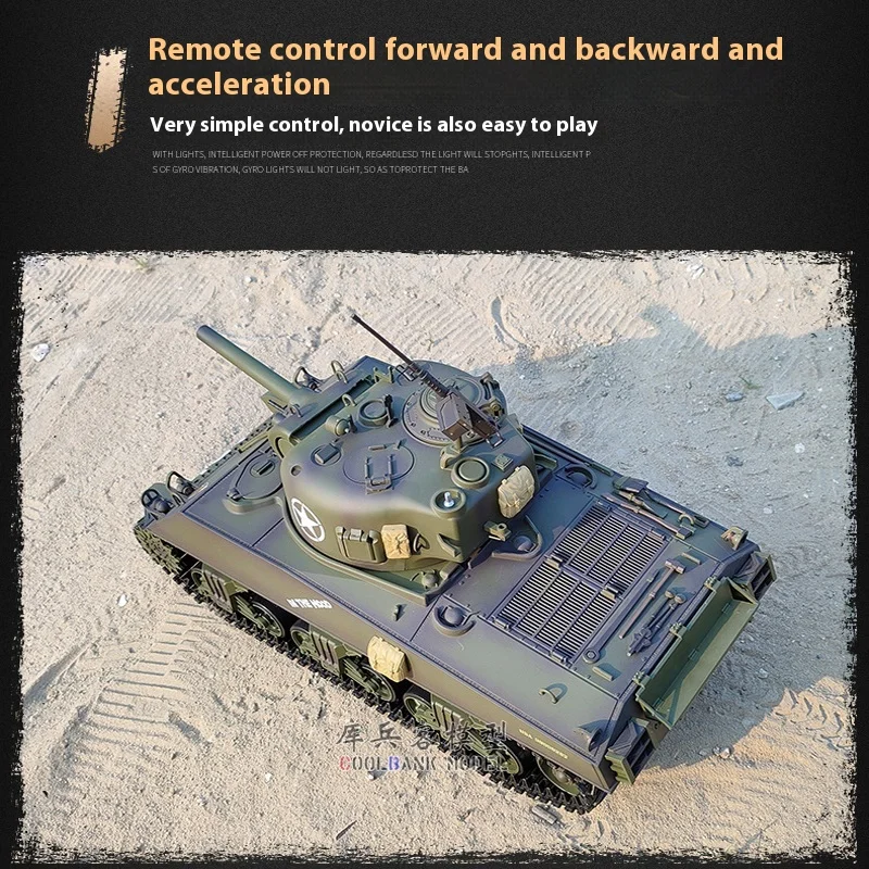 Kubing Ke Henglong américain M4A3 Sherman modèle de réservoir électrique télécommandé modèle militaire de Tube de canon extensible de fumée