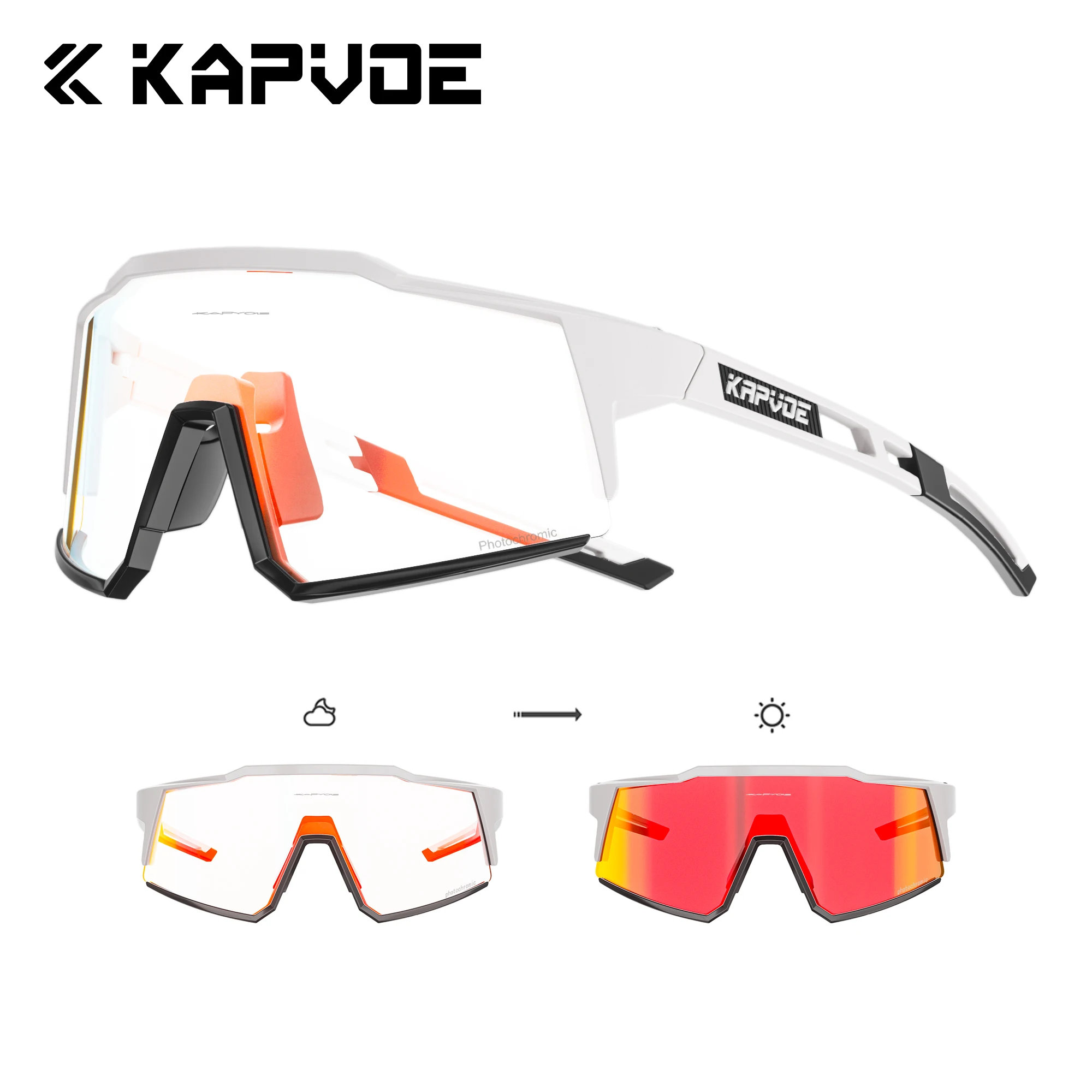 KAPVOE Farbe Photochrome Radfahren Gläser Outdoor Laufen Sonnenbrille MTB Radfahren Sonnenbrille Mode Wandern Stick Sport Brille