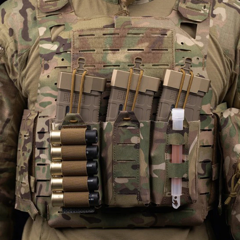 Tactical 5.56/7.62 Magazine Pouch Elastic Triple MOLLE Hunting Vest Plate Carrier Front Flap AR M4 Mag Bag Shooting Airsoft Gear - view 6