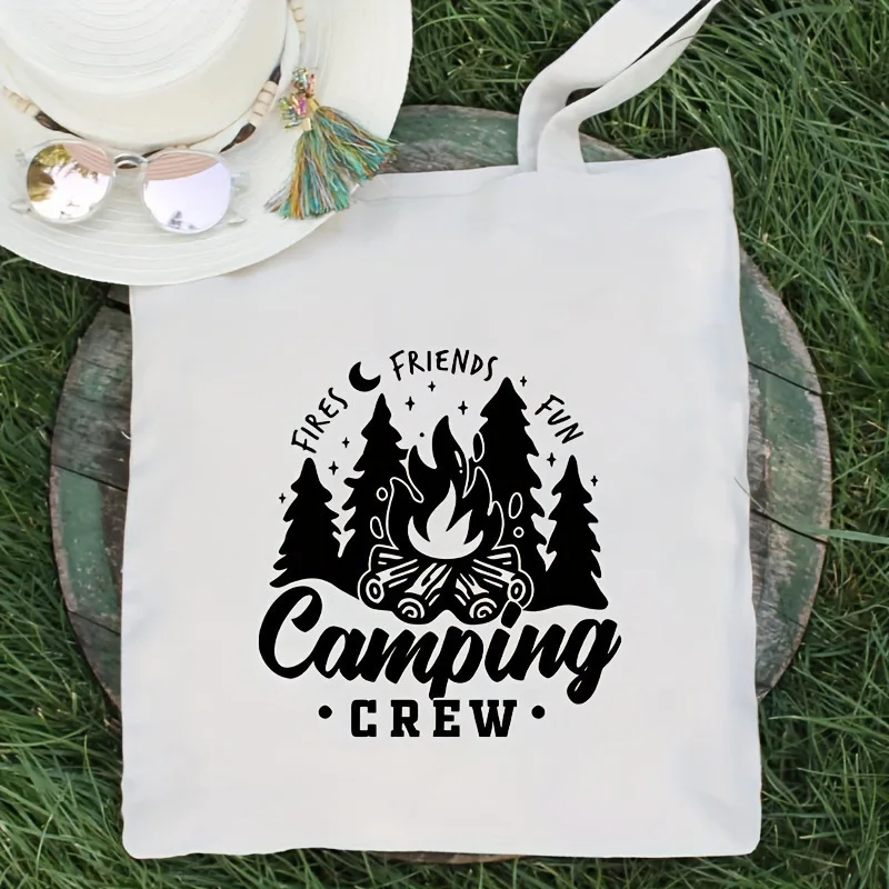 

Retro American Shoulder Bag Daily Shopping Eco Friendly Bag Simple Flower Pattern Women's Handbag Large Capacity Tote Bag