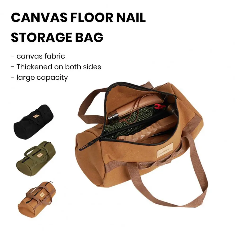 

Outdoor Camping Tent Tool Storage Pouch Large Capacity Handbag Canvas Zipper Storage Bag Hiking Fishing EDC Bag