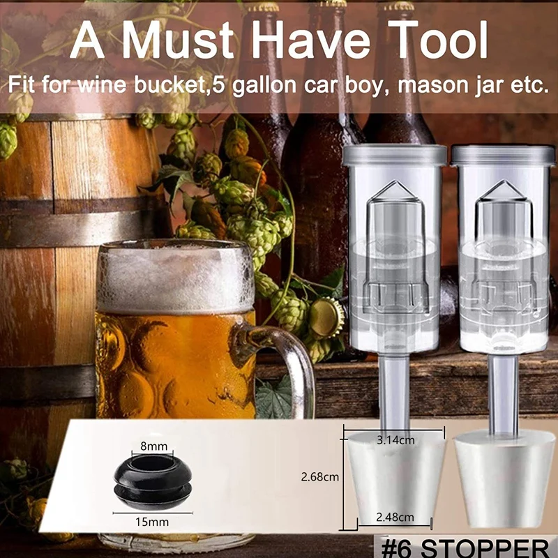 YLS-Fermentation Lids Airlock Kit With 6Stopper,Air Locks Fermentation Airlock Beer Wine Kombucha Brewing Kit Airlock Bubble