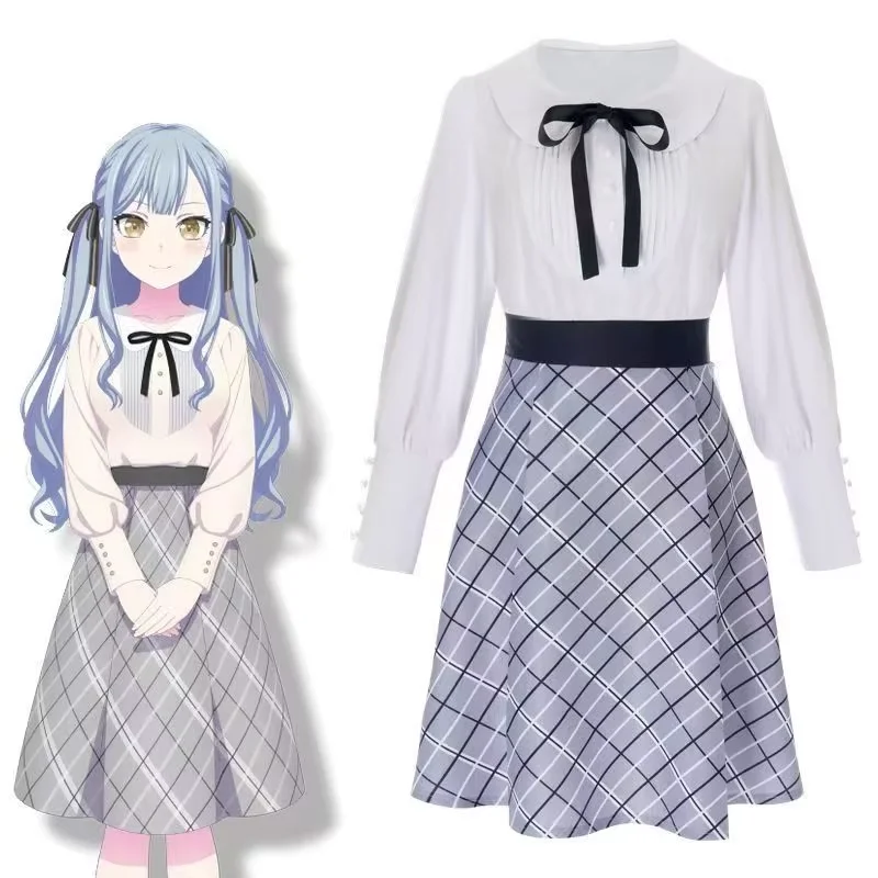 

BanG Dream It's MyGO Toyokawa Yoshiko Cosplay Costume White Shirt Plaid Skirt Outfit For Women Comic Con Halloween Party Outfit