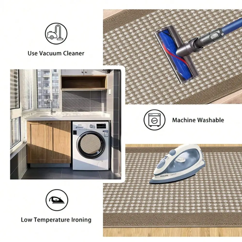 

Kitchen Mat Sets 3 Piece Minimalist 3D Lattice Kitchen Floor Rugs With Non Slip Rubber Backing Machine Washable Farmhouse Runne
