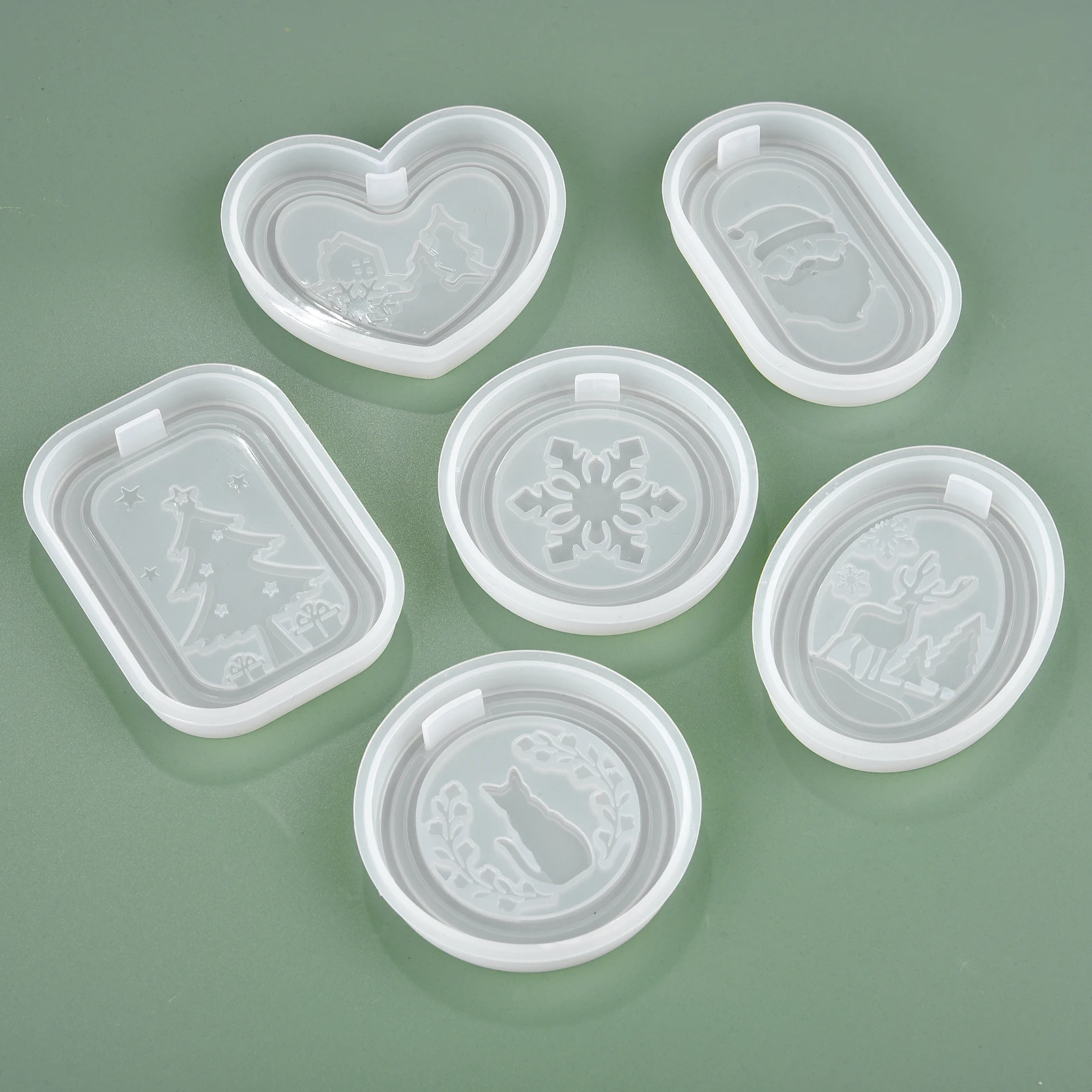 DIY Kristall Epoxidharz Form Weihnachtsbaum Elch Runde Quadrat Schneeflocke Auflistung Anhänger Schmuck Hängen Dekor Silikon Formen