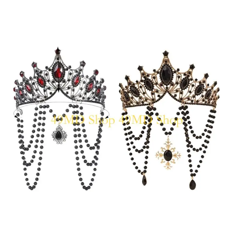 

49MD Dark Aesthetic Victorian Punk Tiaras Costume Accessory For Themed Parties Event