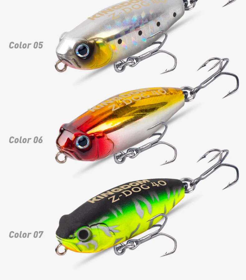 Kingdom Z-Dog Floating Pencil Angelköder 40 mm 3,2 g Stickbait Topwater Surface Walk The Dog Hard Baits Wobbler für Bass Pike – Detail 10