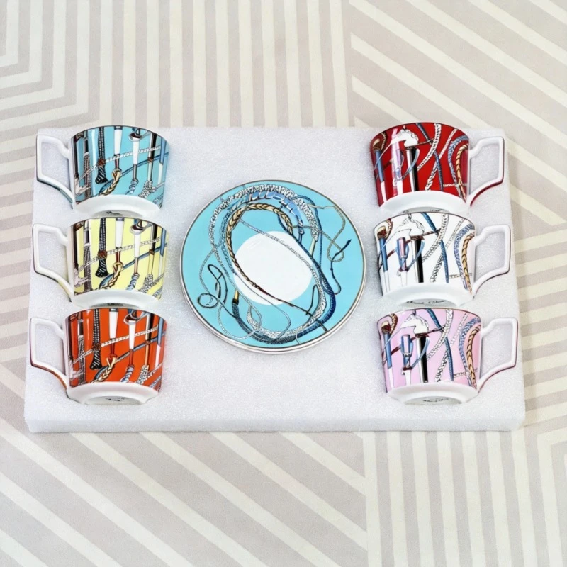 Turkish Espresso Cup And Saucer Set Creative 6-Color Afternoon Tea Cups 120ML Small Mugs