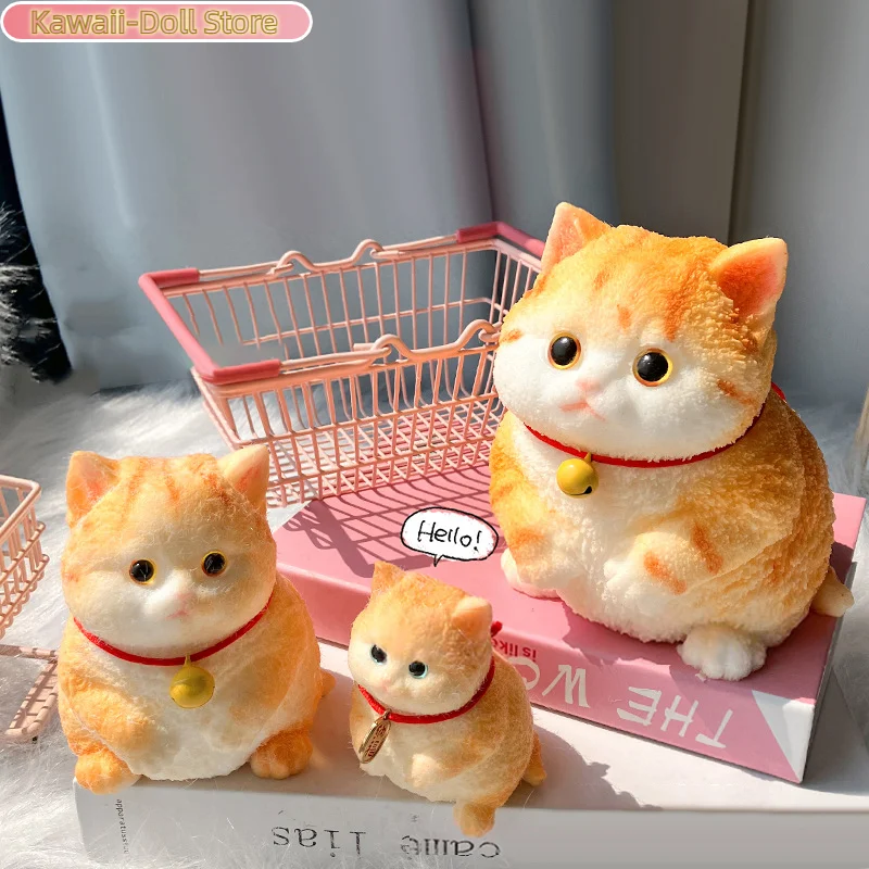 Chat porte-bonheur créatif, chat gingembre mignon, jouet à rebond lent avec argile douce pour presser la décompression, jouet d'ornement cadeau pour enfants