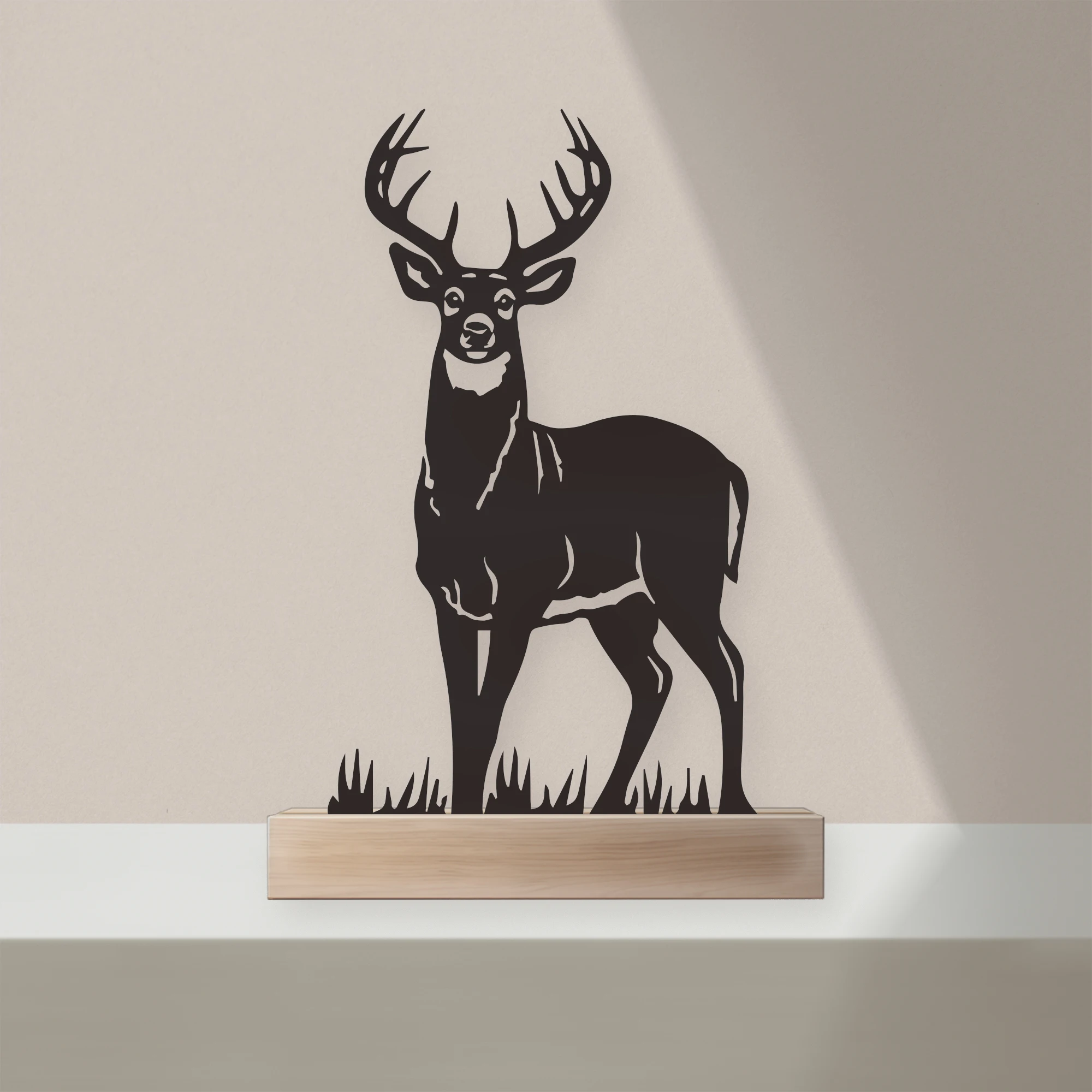 

Modern deer With Wood Base Tin Ornament With Wood Base Iron Sculpture Art Crafts With Wood Base Bedroom Table