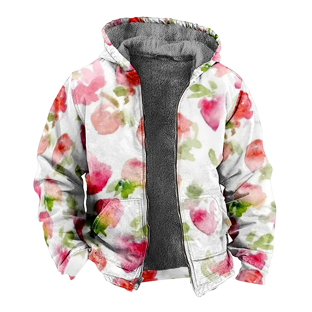 Casacos de jaquetas de inverno masculinos, roupas de algodão com padrão floral sobretudo à prova de vento vitalidade jovem CAMPUS