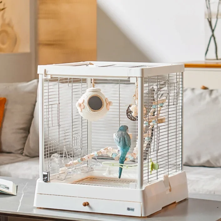 

Birdcage Cages For Birds Bird Cage Home Parrot Viewing Cage Transparency Panoramic Glass Villa Cage Oiseaux Bird Accessories