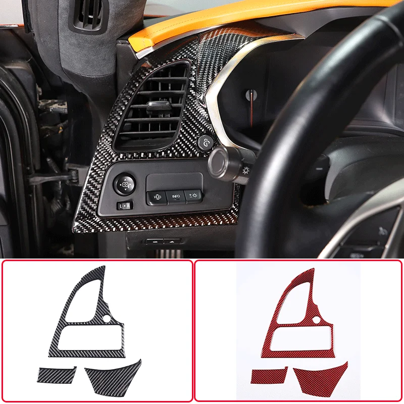 

For 2014-19 Chevrolet Corvette C7 soft carbon fiber car styling left air conditioner outlet panel frame car interior accessories