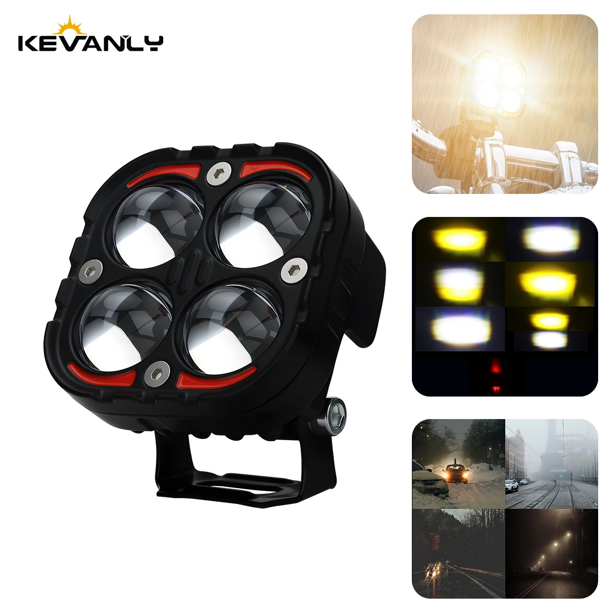 4 Lens Led Work Spotlights 12V Dual Color Headlights for Motorcycles Flood Led Bar Fog Light DRL for Car Truck 4x4 Off Road ATV