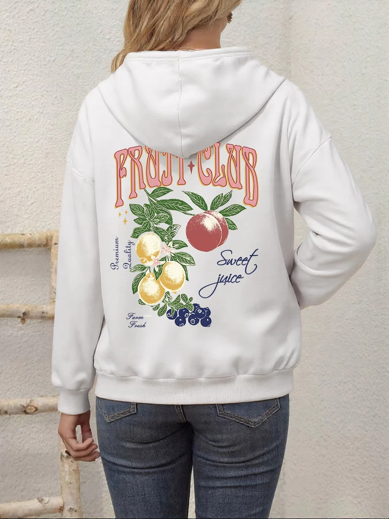 

Fruit Club Sweet Juice Pattern Woman Oversized Hoodie Autumn Comfortable Sportswear Y2K Harajuku Pullover Casual Loose Hoodies