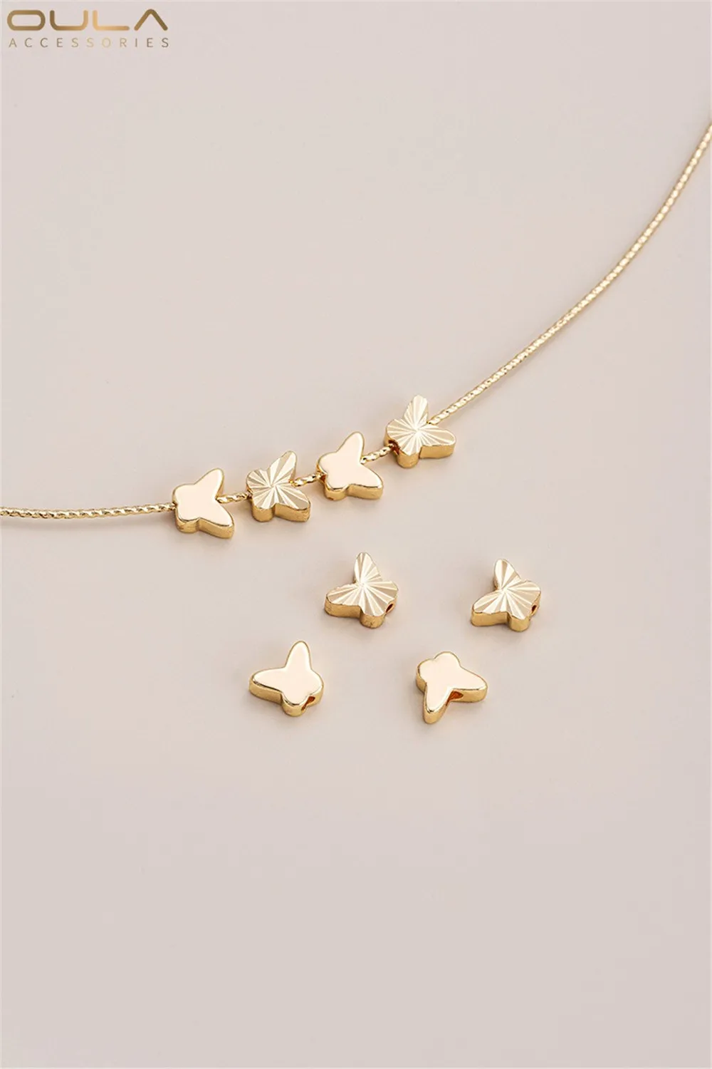 

14K Gold-plated String of Butterfly-shaped Through Holes Vertical Holes Hand-painted Spacer Beads Diy Handmade Jewelry Loose Bea