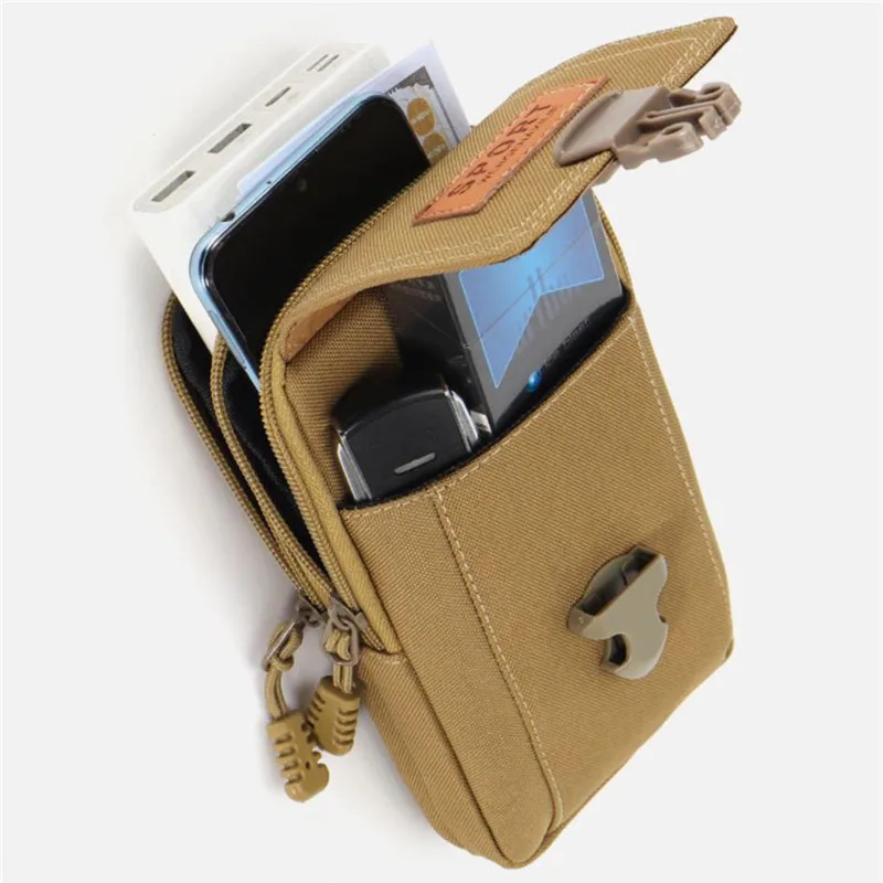 Tas Pinggang Vertikal, Tas Ponsel Kantong Sabuk Pria untuk Pria Tas Sarung Ponsel Paket Molle, Tas Penyimpanan Sabuk Tugas Taktis Kecil