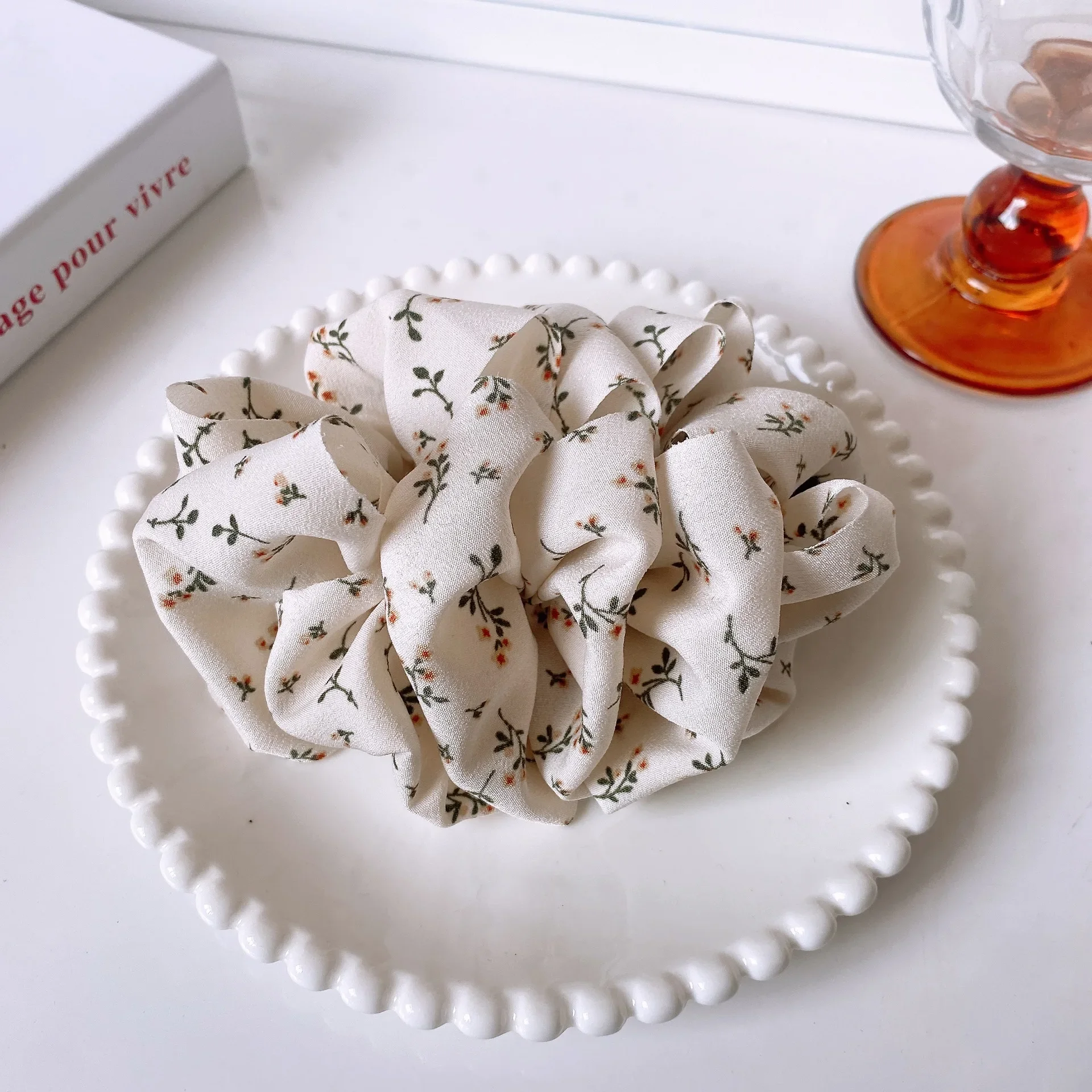 New Banana Clip French Retro Satin Hair Clip Women's Pleated Cloud Bubble Polka Dot Floral Banana Clip