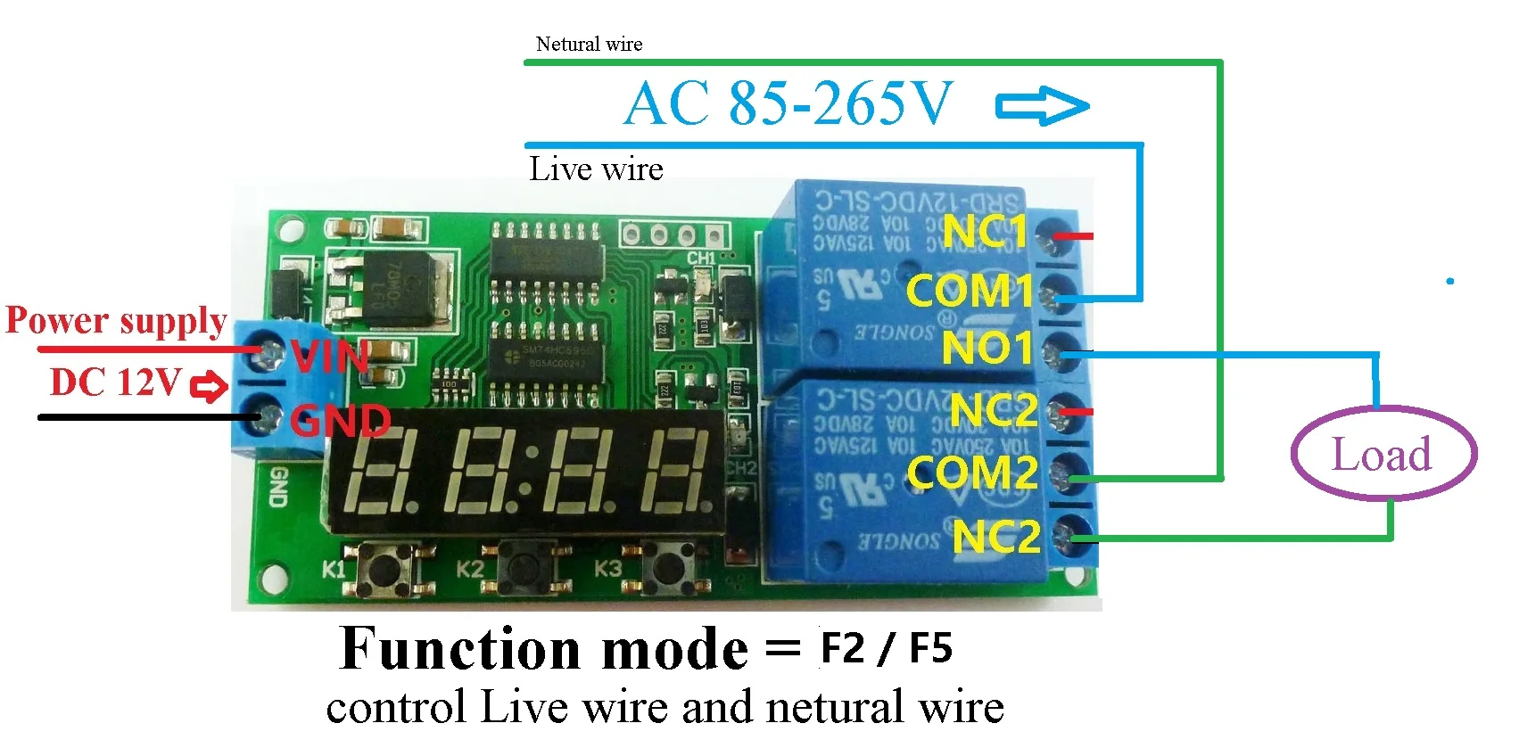 DC 12V 2 Channel Multifunction Delay Timer Module Delay Relay Controller Motor Reverse Cycle Loop Timers Interlock Switch Board