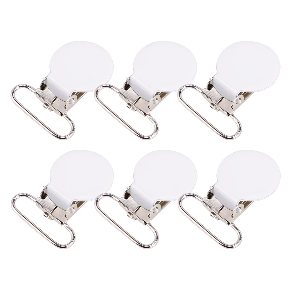 

6pcs Metal Pacifier Clips Durable Nonslip Clothing Suspender Fasteners Sewing Clips Suspenders Jeans Buckles Round Duckbill