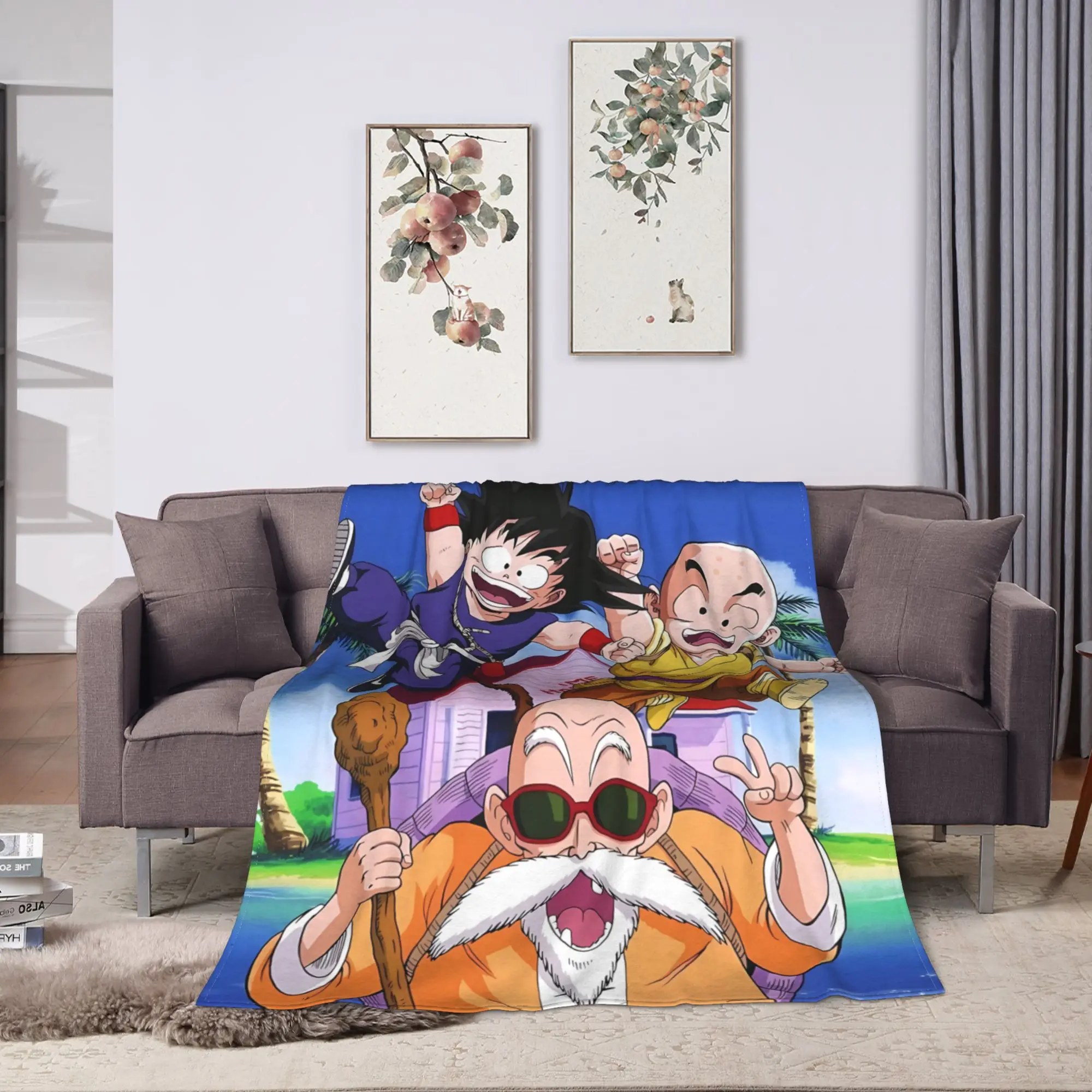 Warm Soft Blankets Boy Girl Epic Multi-Character D-Dragon B-Ball Manga Throw Blanket  Flannel Bedspread For Home Decor Bed Cover