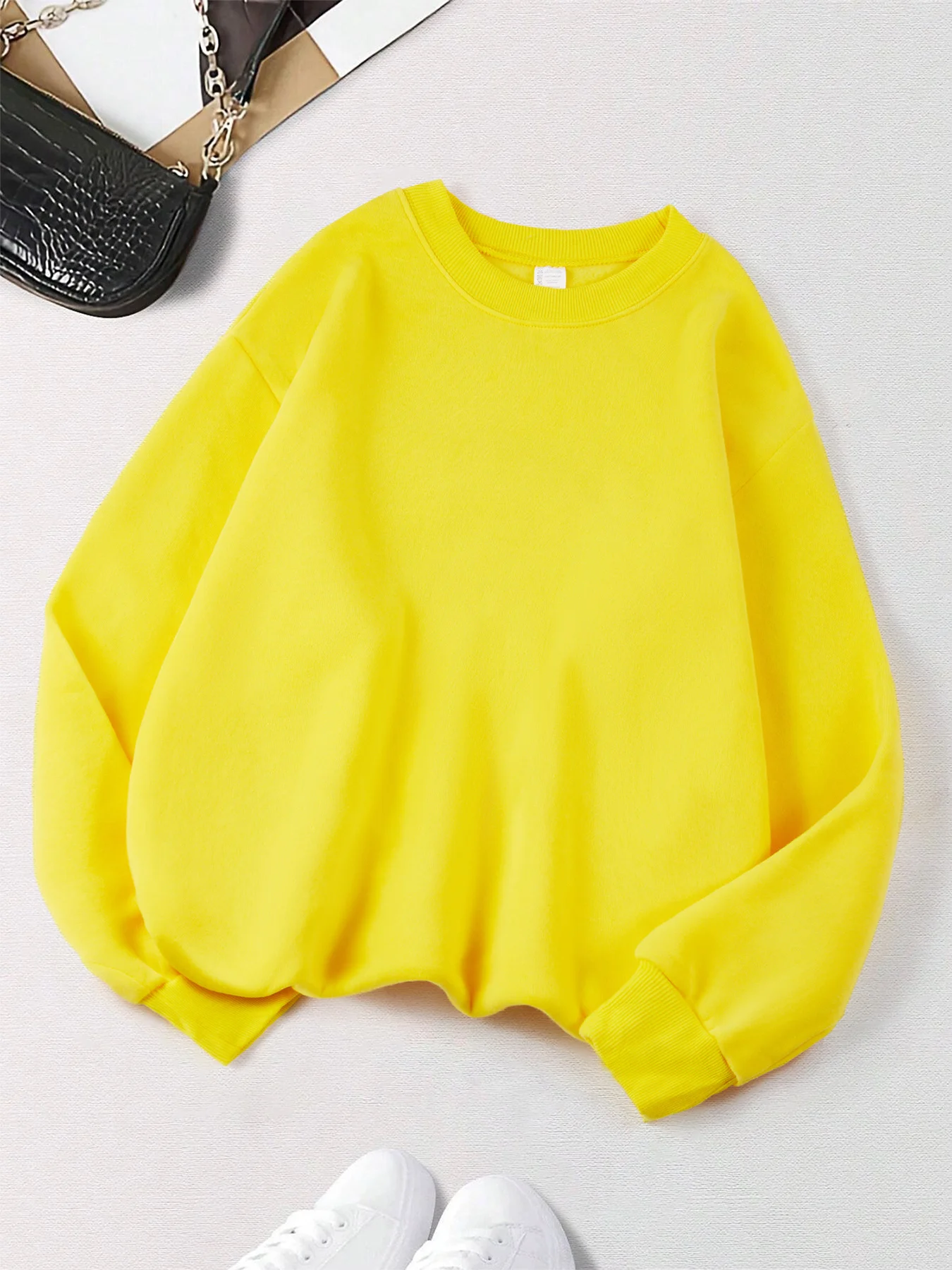 Herbst Hoodie Frauen Plus Größe Sweatshirt Bequeme Solide Tops Fleece Mode Kleidung Straße Weiche Sportswear Casual Warme Pullover – Detail 11