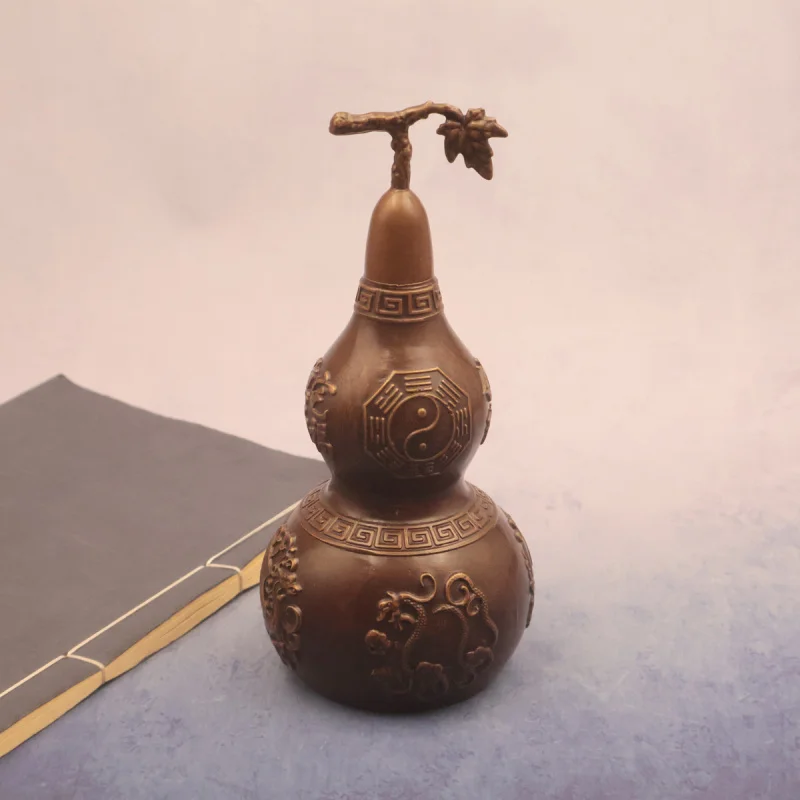 Brass Four Mythical Beasts Gourd Ornament Vintage Copper Craft Home Living Room Shop Desktop Decoration Opening Gift