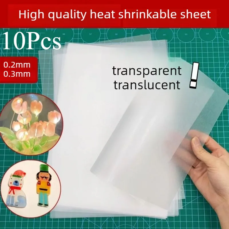 10 Uds. De hojas de plástico retráctil BO, película termorretráctil translúcida transparente para manualidades, fabricación de joyas, suministros hechos a mano