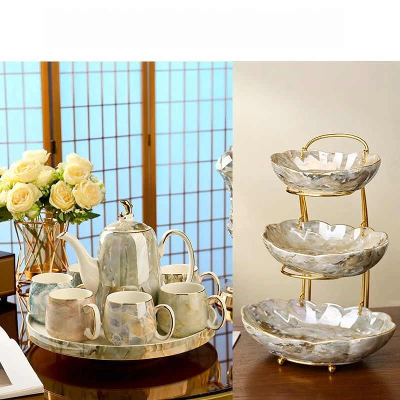 

Ceramic water high-end water cup teapot afternoon tea tea rotating tray home Yayi Lanying rotating water