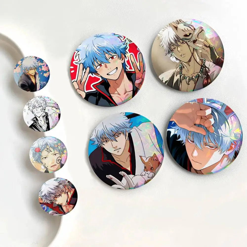 Sakata Gintoki Hot Classic Anime Gintama Round Badges Can Be Used To Decorate Clothes And Backpack Pins