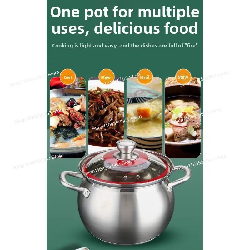 304 stainless steel Thickened soup pot New design General use of gas in induction cooker for porridge and soup big cooking pot
