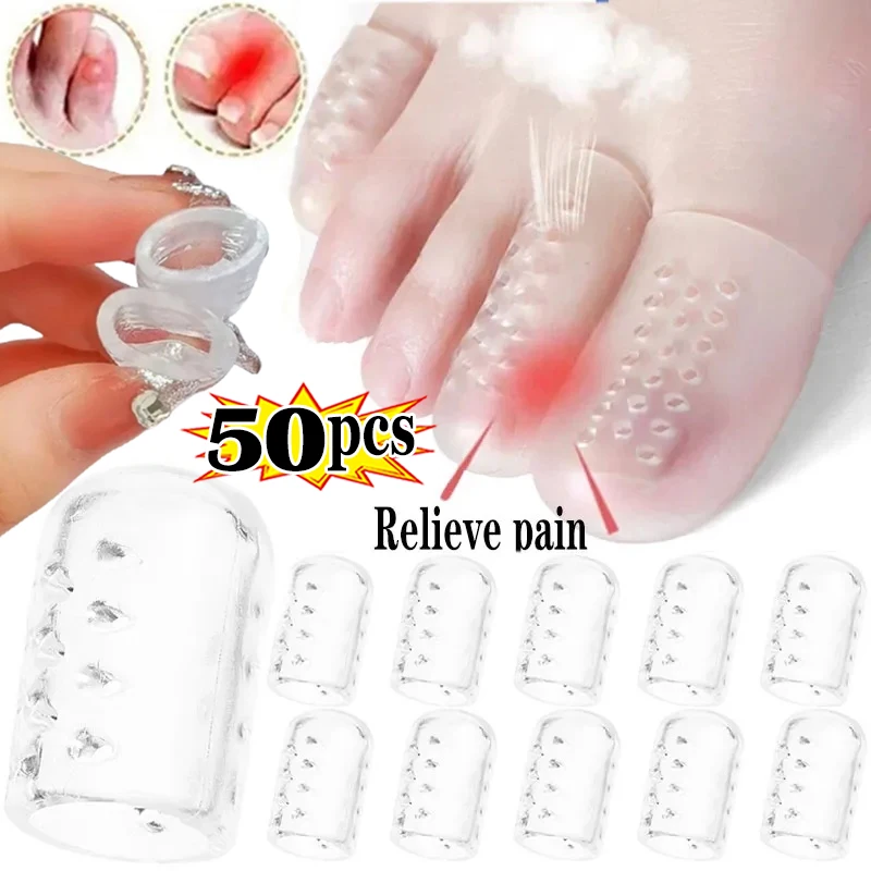 10/50pcs copri dita in Silicone trasparente per donna Gel per dita dei piedi tubo di protezione per la cura dei piedi tappi per le dita elasticità