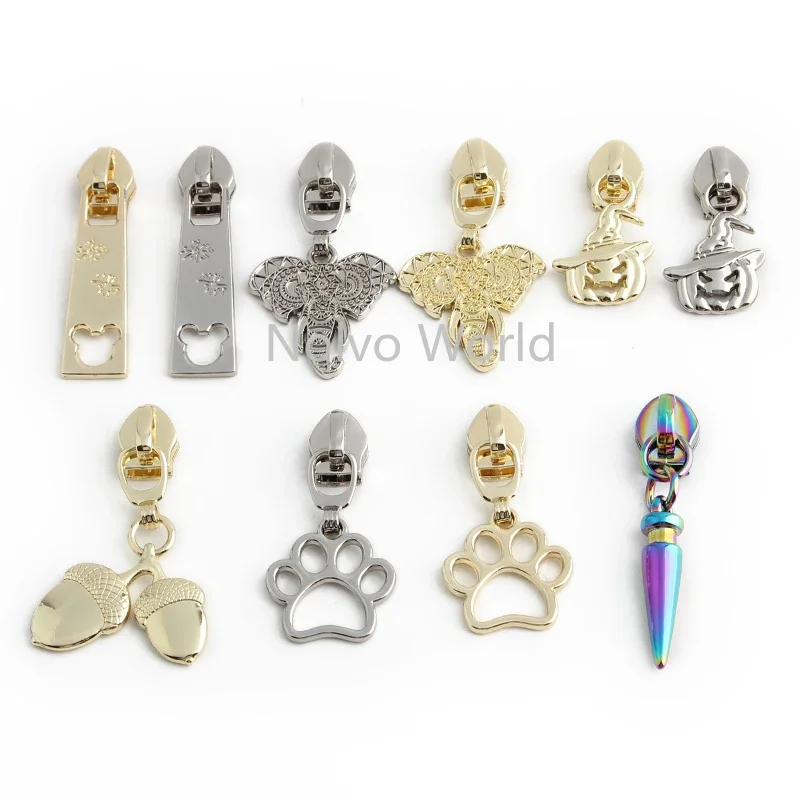 10/30PCS Dragonfly Shape 5# Nylon Metal Zipper Slider For Sewing Clothes Bags Zip Head Puller Repair Kit Accessories
