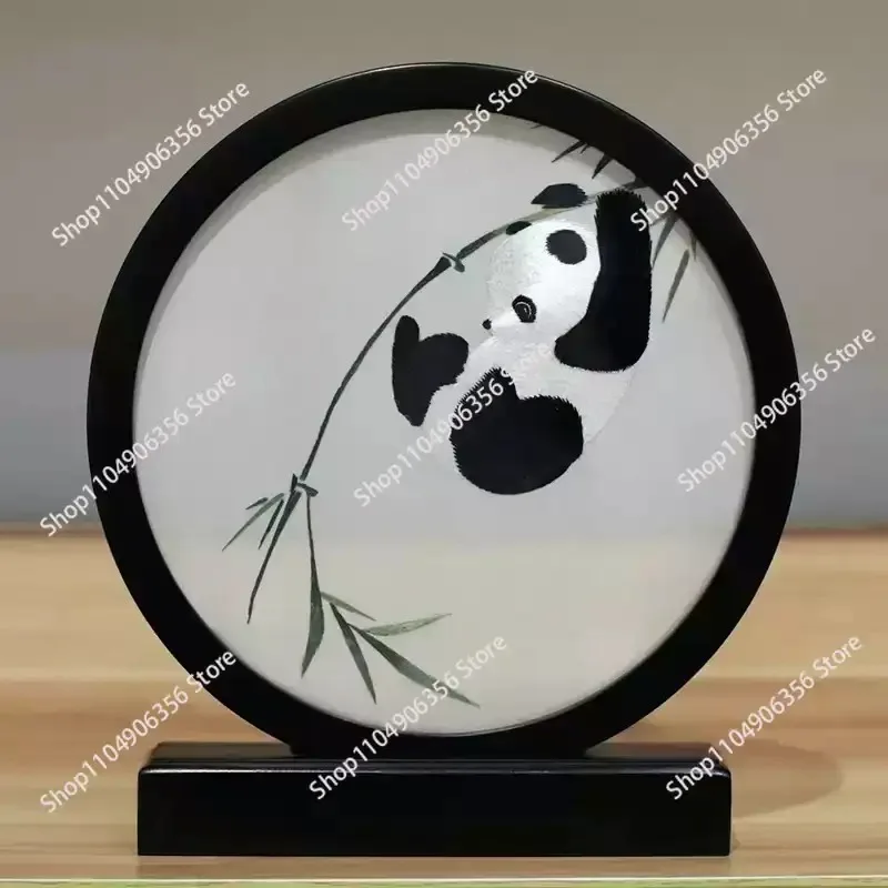 for Elegant Suzhou Embroidery Crafts Home Office Tabletop Ornament Featuring Needle and Thread Embroidery