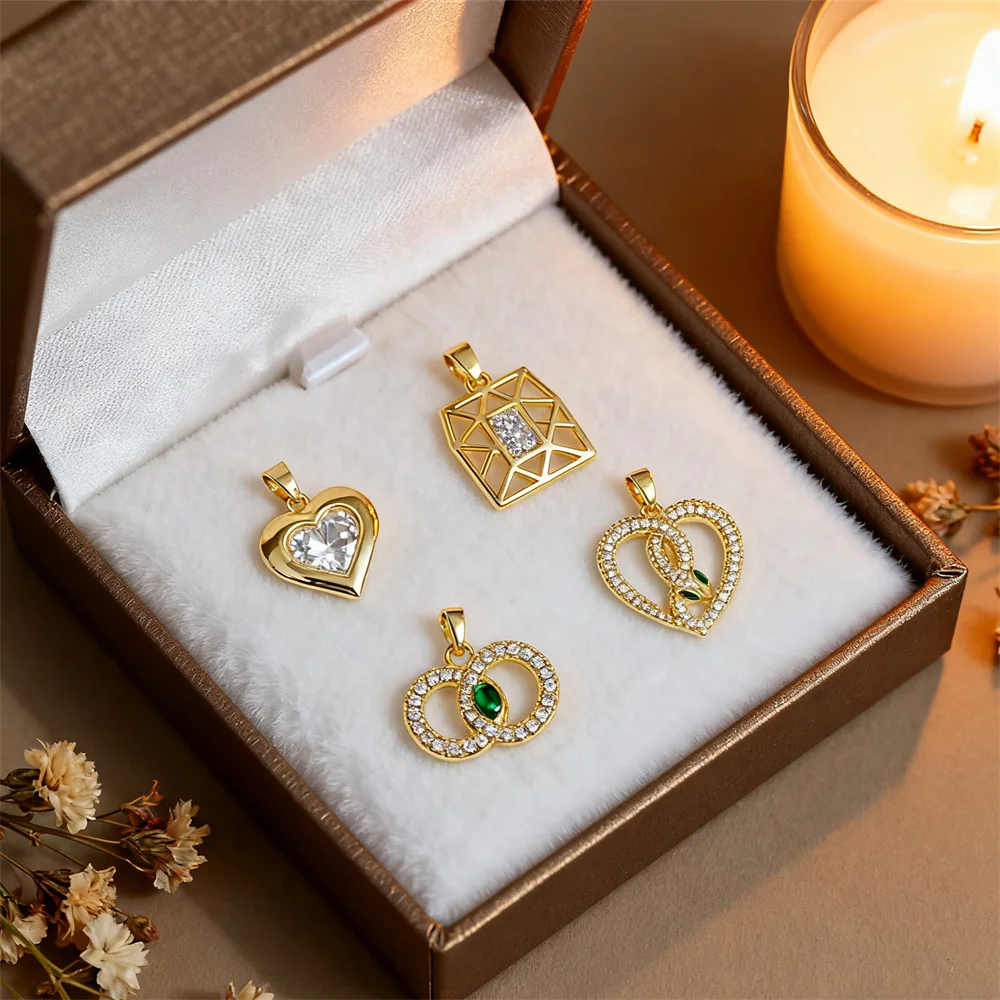 

1 шт. подвески из латуни с фианитом, романтические подвески в форме сердца для DIY ювелирных изделий, ожерелье, браслет, элегантные аксессуары для мужчин и женщин