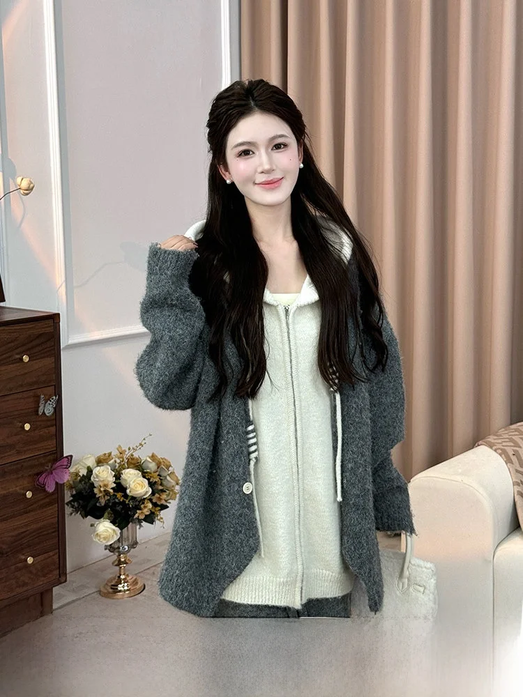 

LILI Camel Hair Sweater Set Short Thick Lazy Two-Piece Spring Fashion Women's Clothing Casual Comfortable Stylish Spring Set