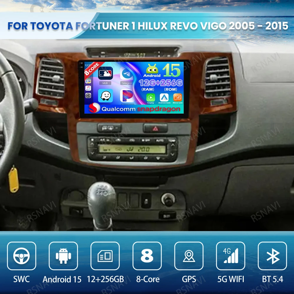 

Android 15 Car Radio For Toyota Fortuner 1 Hilux Revo Vigo 2005 - 2015 4G LTE GPS DSP BT Head Unit Multimedia Qualcomm Stereo