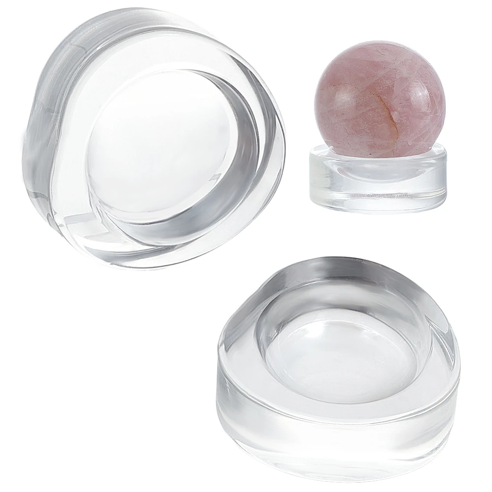2 pcs Ball Stand 30mm to 42mm Clear Glass Ball Holder Sphere Display Bases for Easter Egg Rocks Golf Ball Home Decoration